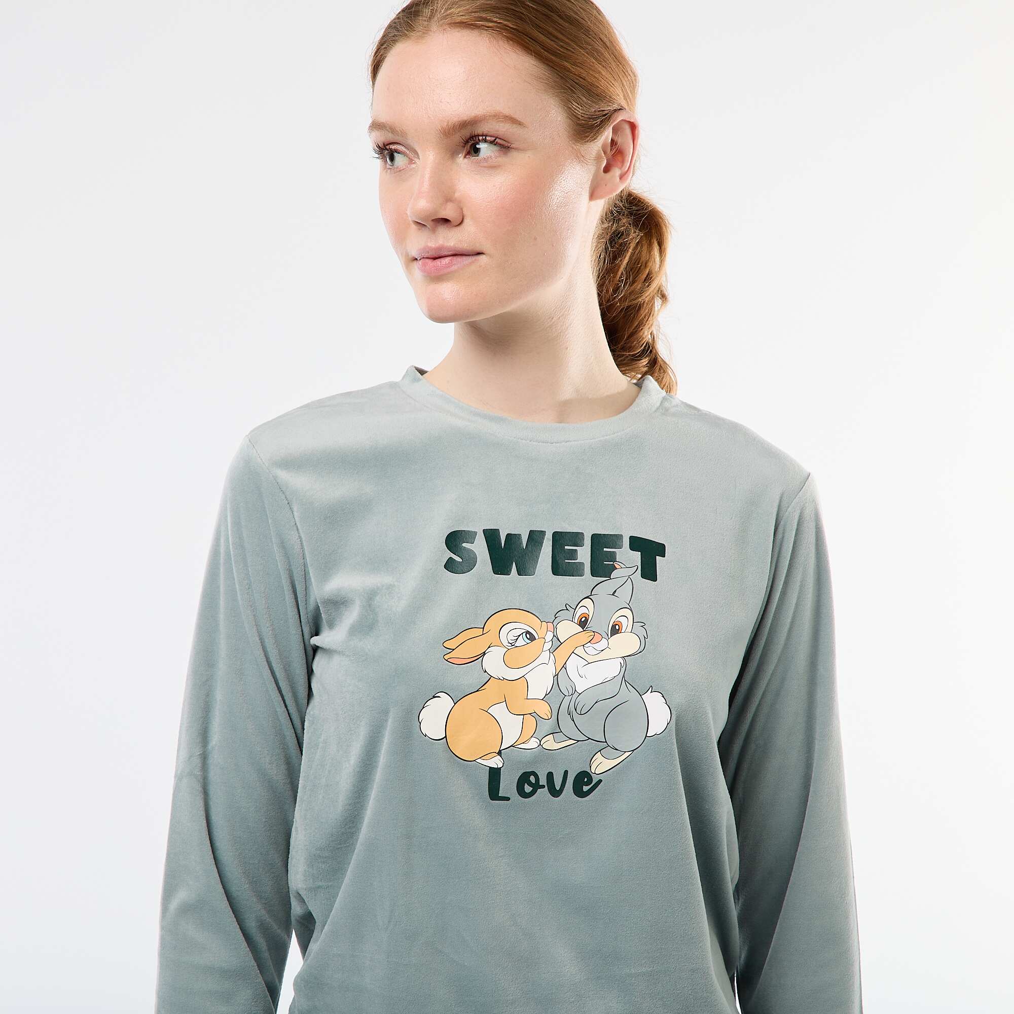 Disney 'Pampan' Velvet Long Pajama Set - 2 Piece GREEN - Image 3