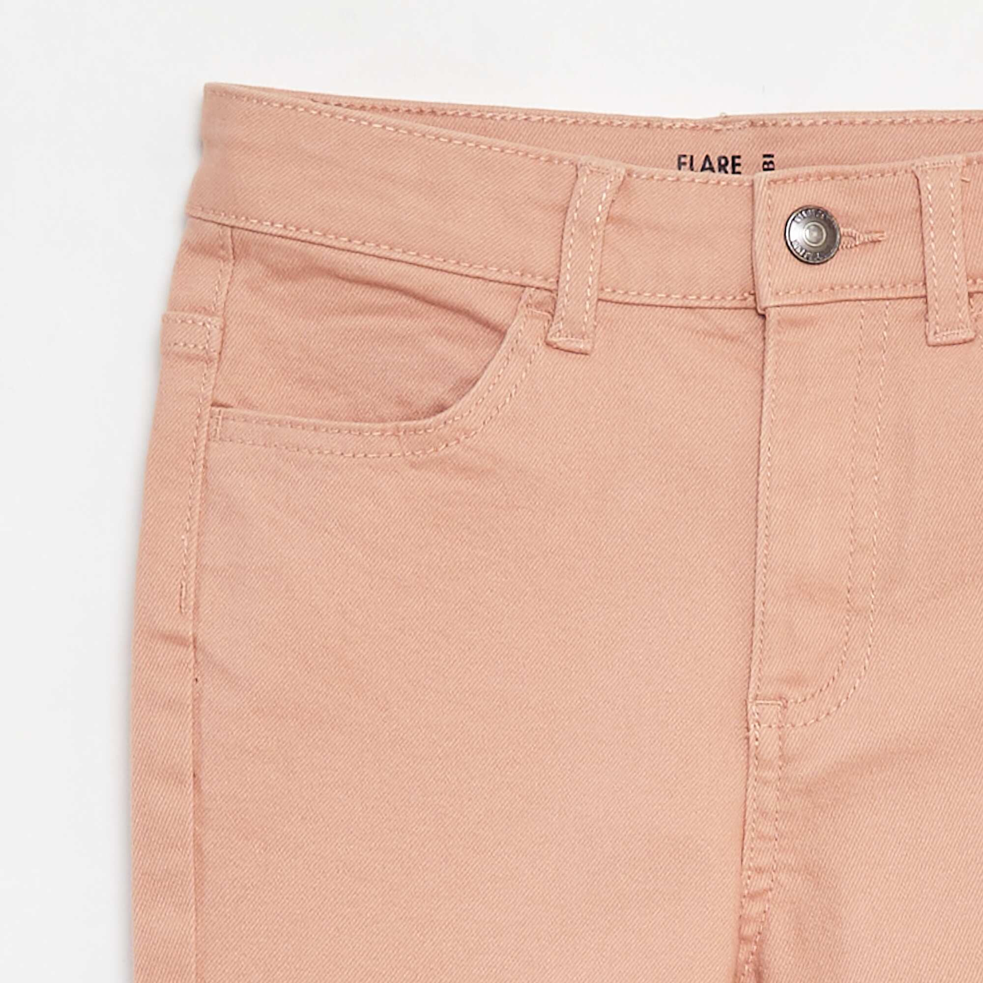 Flared twill trousers with adjustable waist PINK - Image 3