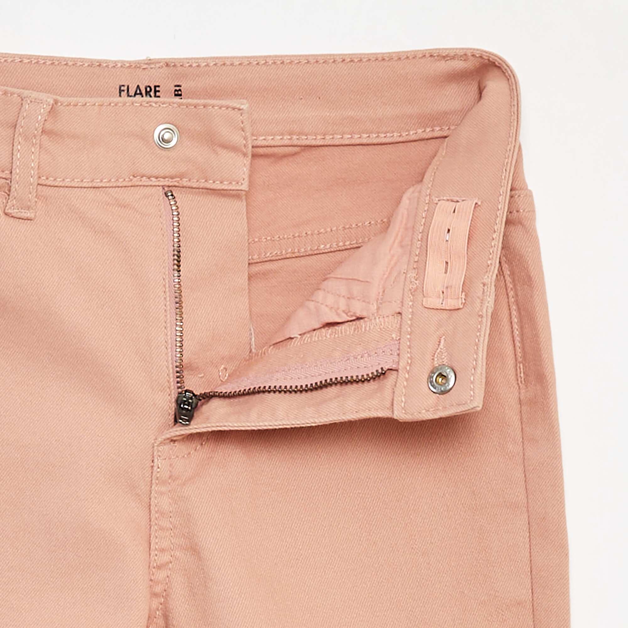 Flared twill trousers with adjustable waist PINK - Image 5