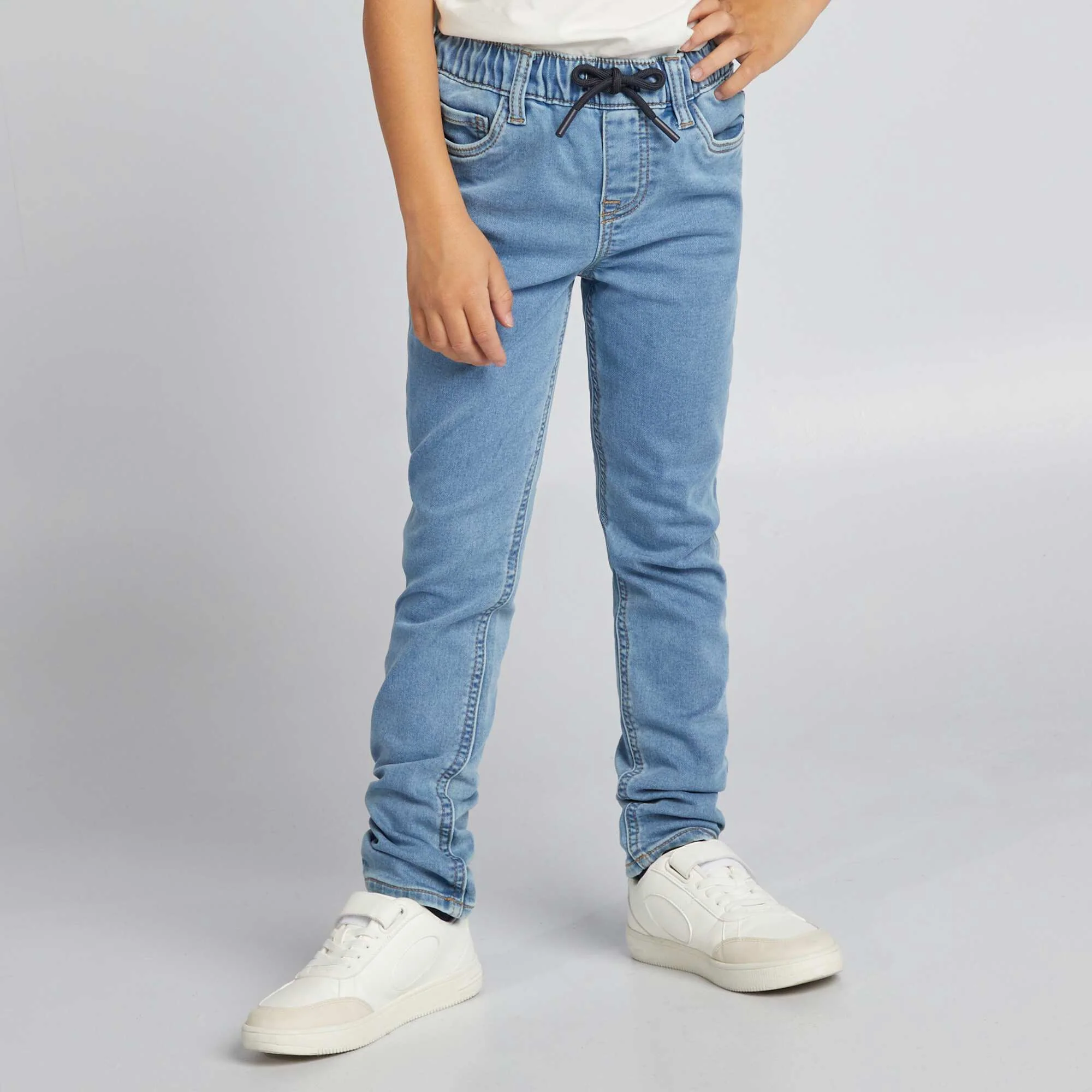 Jeans with elasticated waist and drawstring ties BLUE - Image 3
