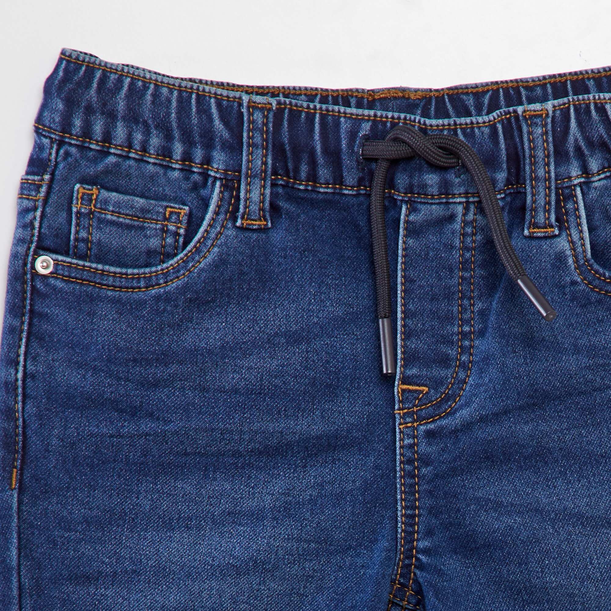 Jeans with elasticated waist and drawstring ties BLUE - Image 3