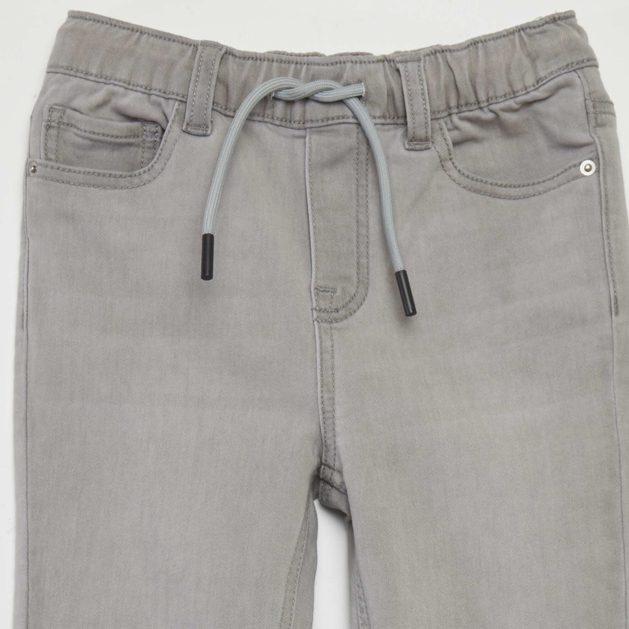 Jeans with elasticated waist and drawstring ties GREY - Image 3