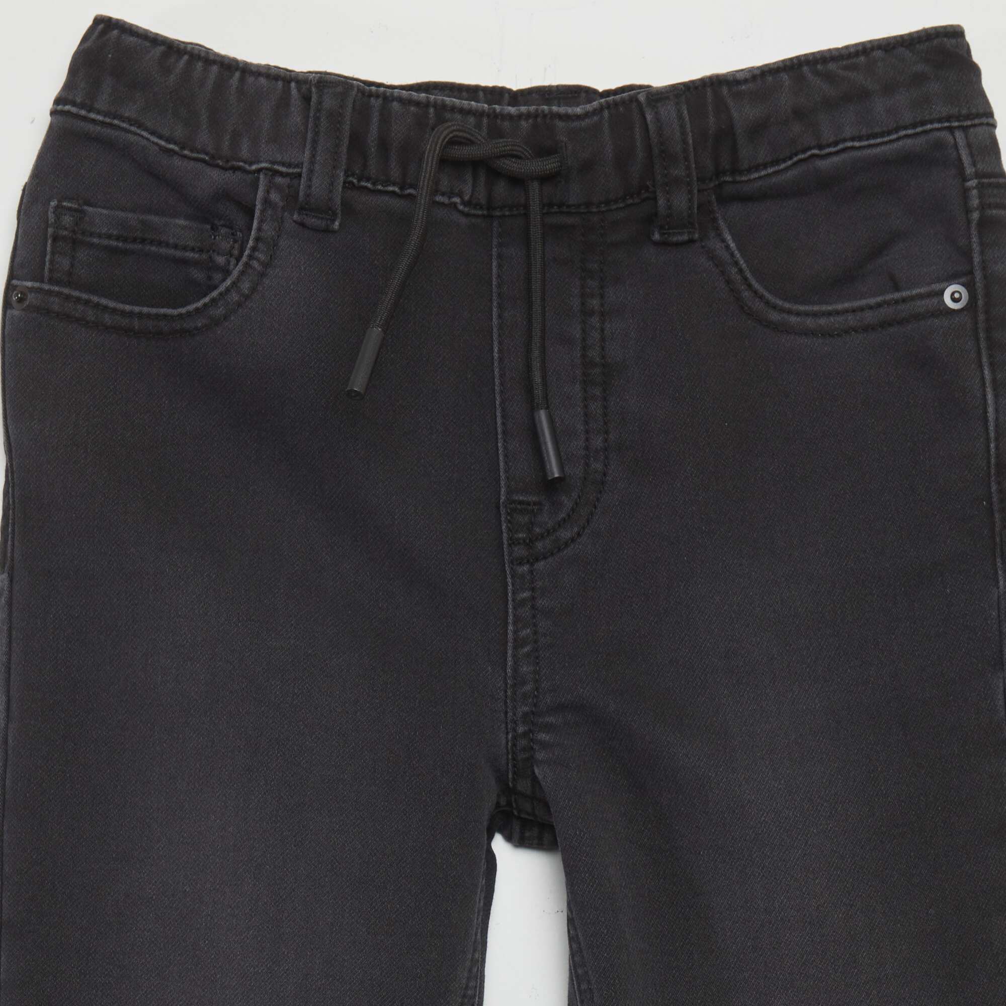 Jeans with elasticated waist and drawstring ties GREY - Image 3