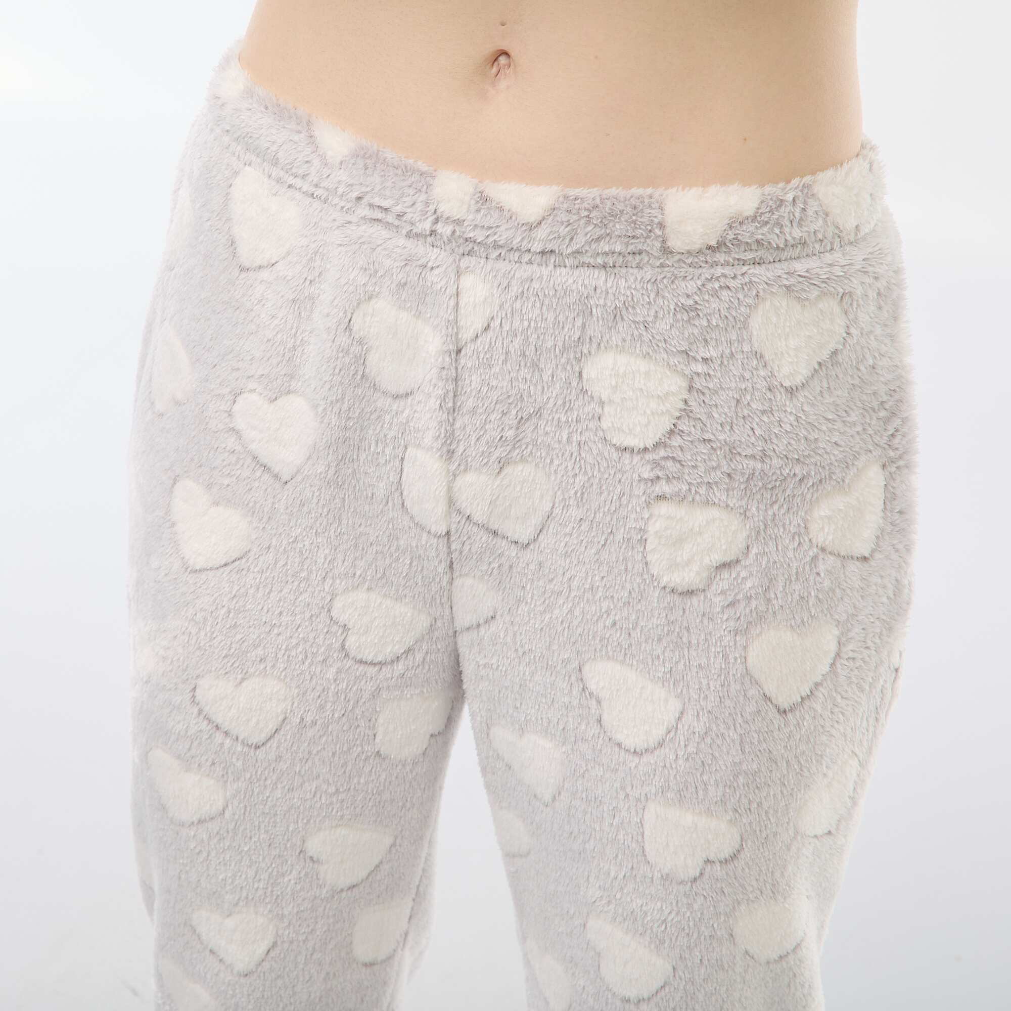 Long Plush Knit Pajamas - 2 piece set GREY - Image 3