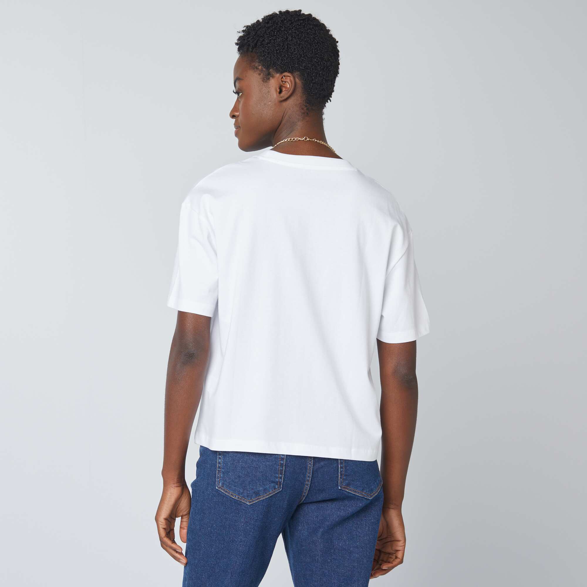 Oversized round neck T-shirt white - Image 4
