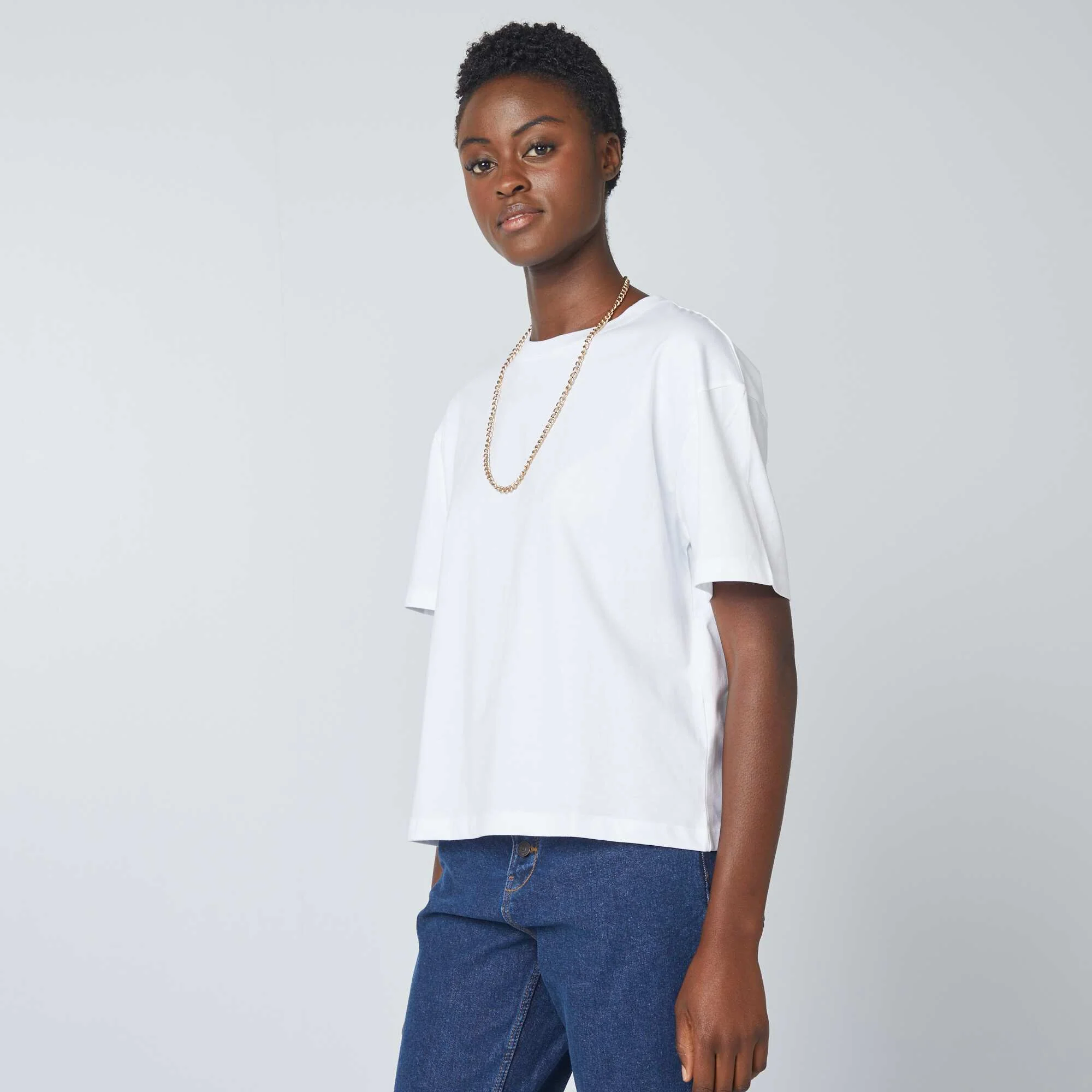 Oversized round neck T-shirt white - Image 5