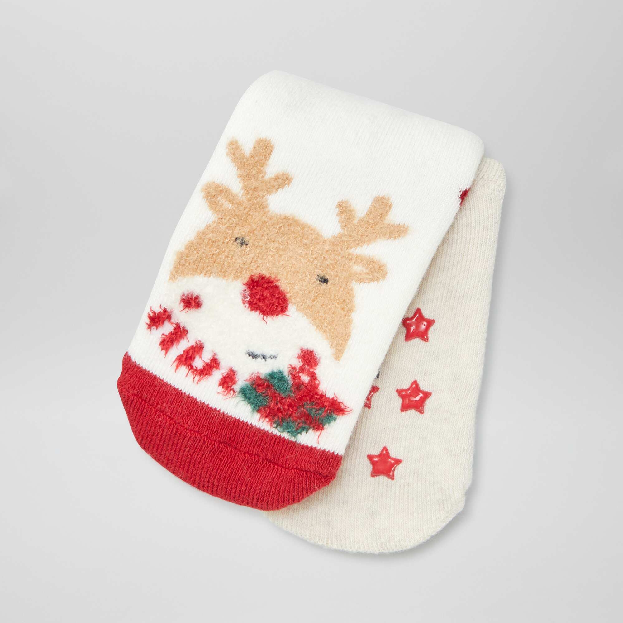 Pack of 2 pairs of non-slip Christmas socks BEIGE - Image 3