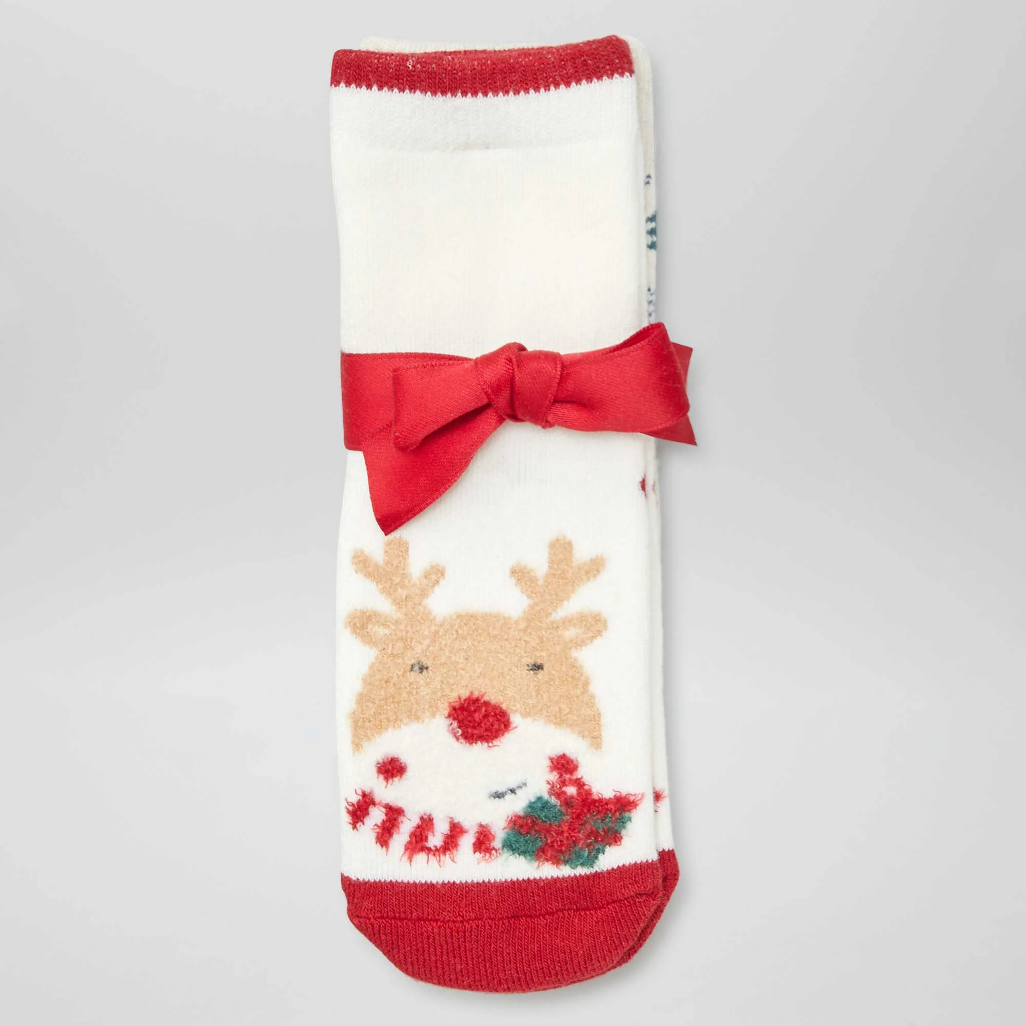 Pack of 2 pairs of non-slip Christmas socks BEIGE - Image 4