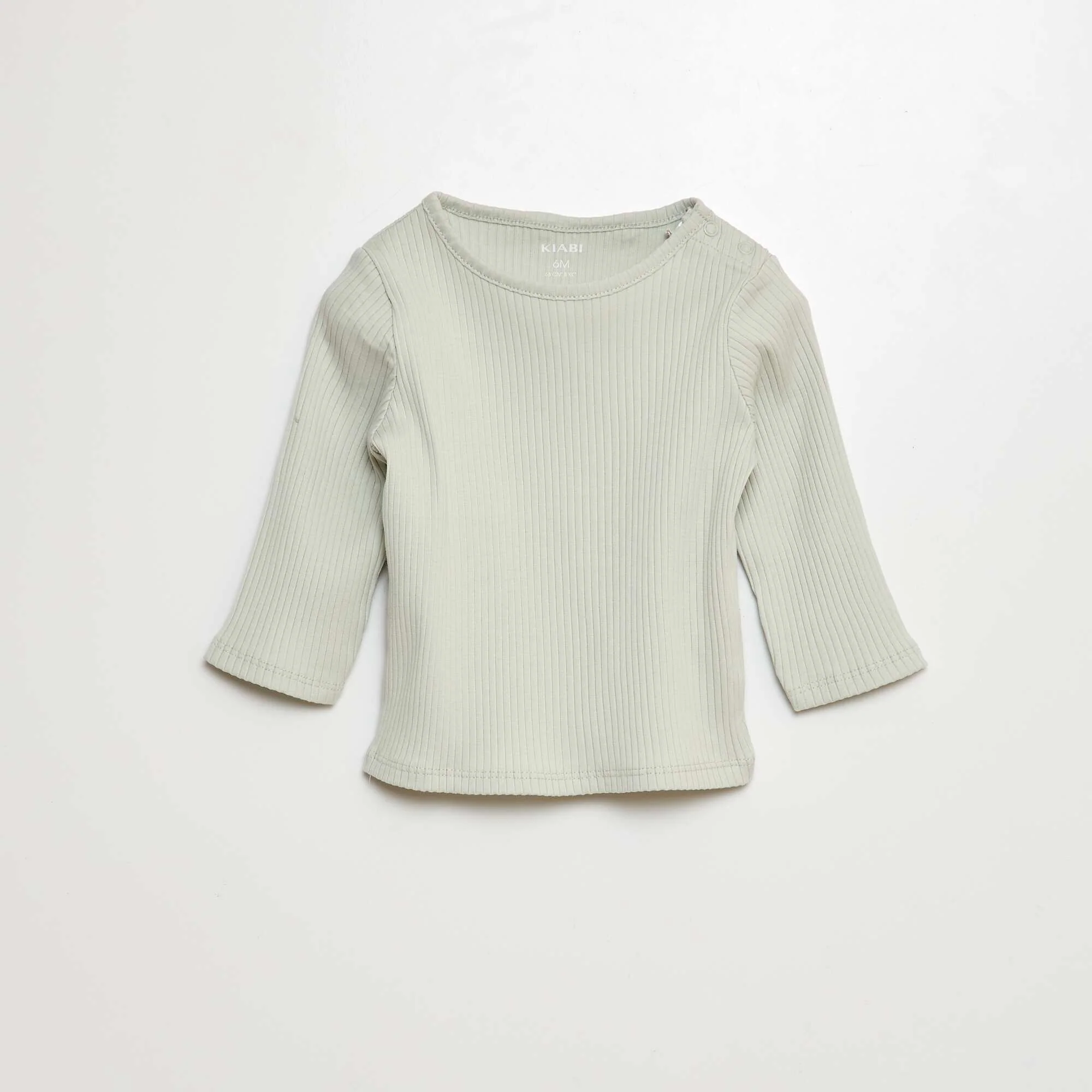 Pack of 2 plain ribbed long-sleeved T-shirts BLUE - Image 3