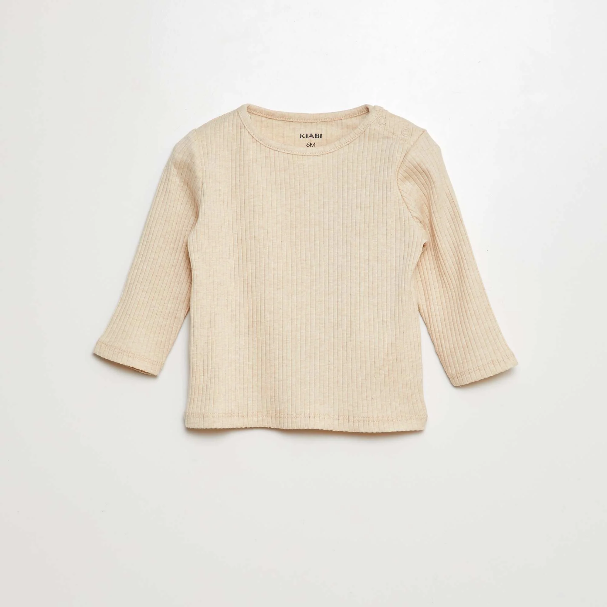 Pack of 2 plain ribbed long-sleeved T-shirts GREY - Image 3