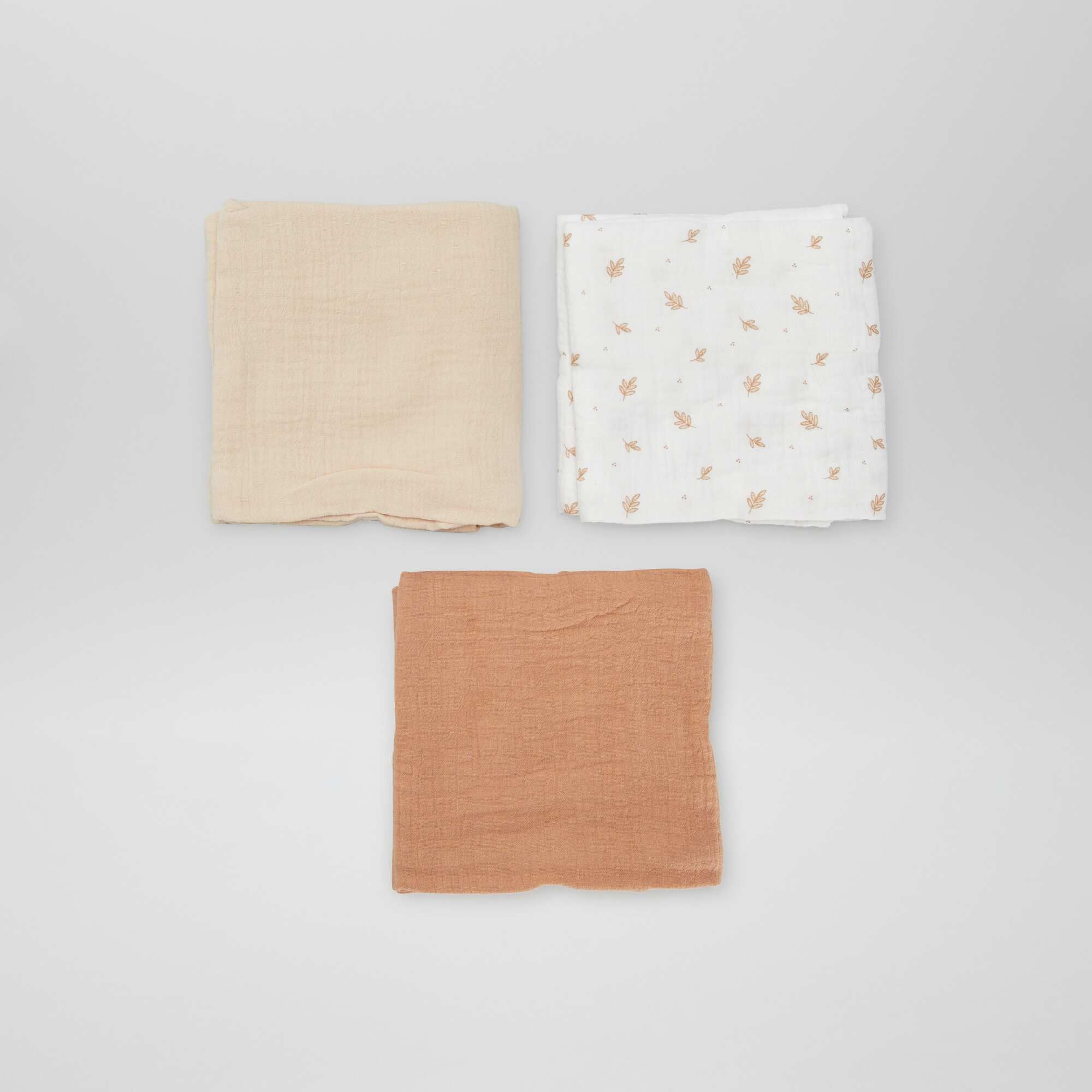 Pack of 3 cotton muslin squares WHITE - Image 3