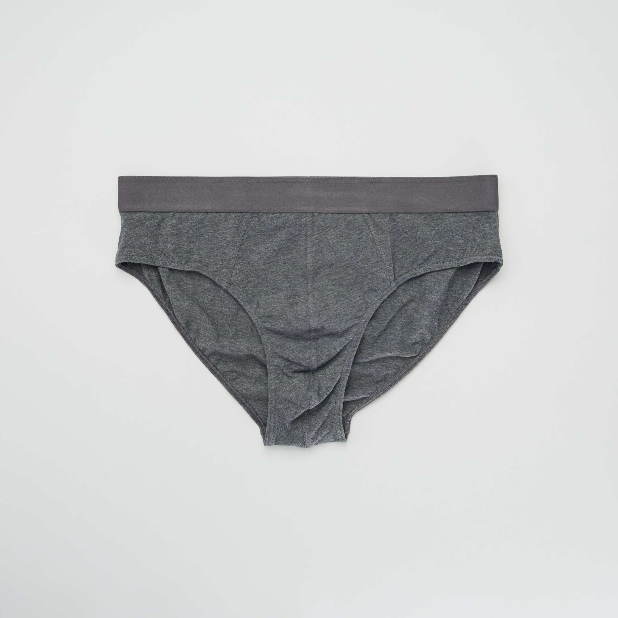 Pack of 3 plain briefs DARK GRAY - Image 3