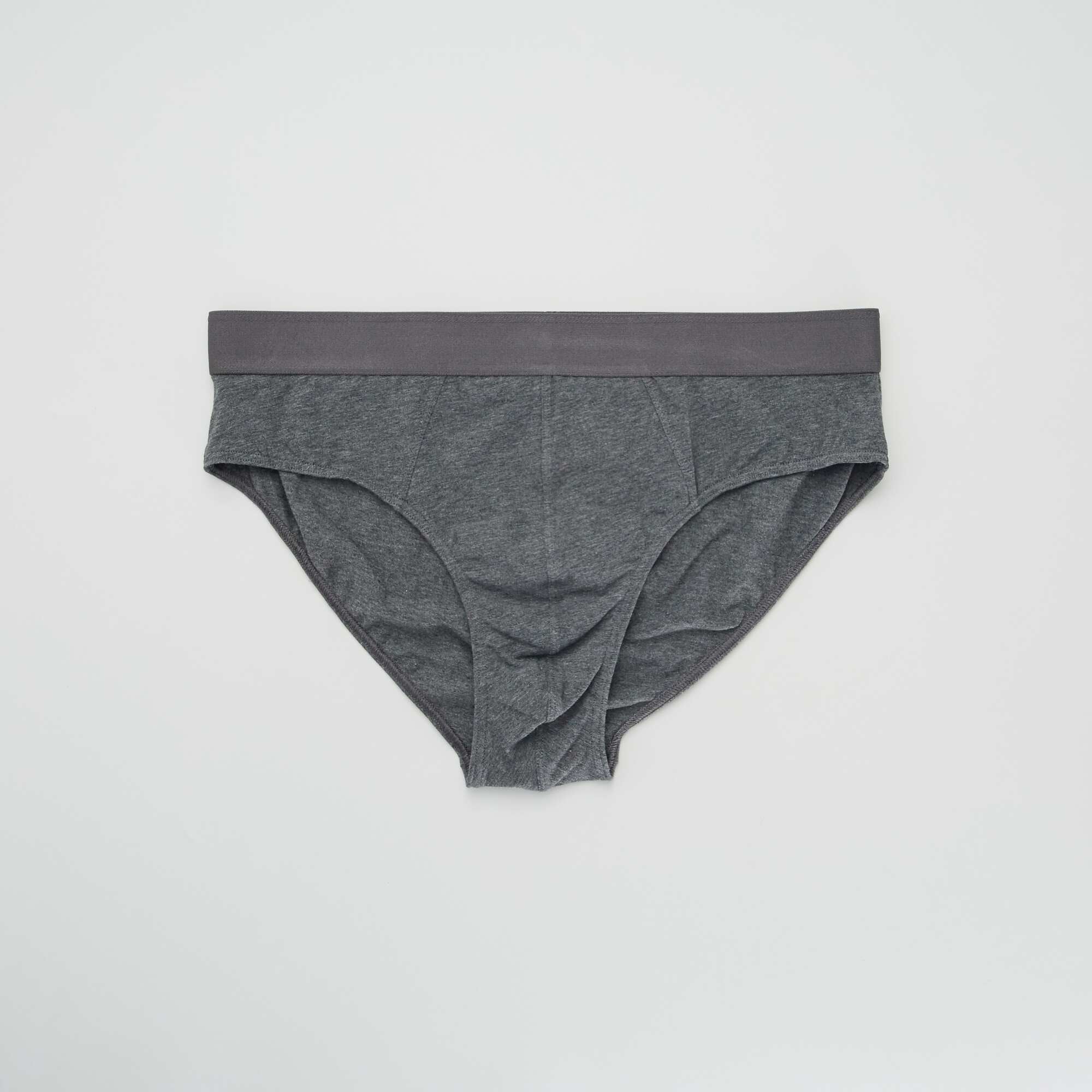Pack of 3 plain briefs DARK GRAY - Image 4