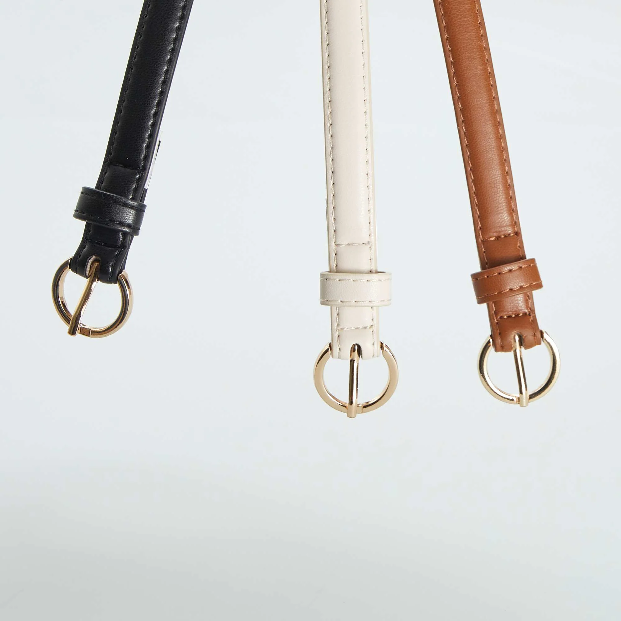 Pack of 3 plain narrow belts BROWN - Image 6