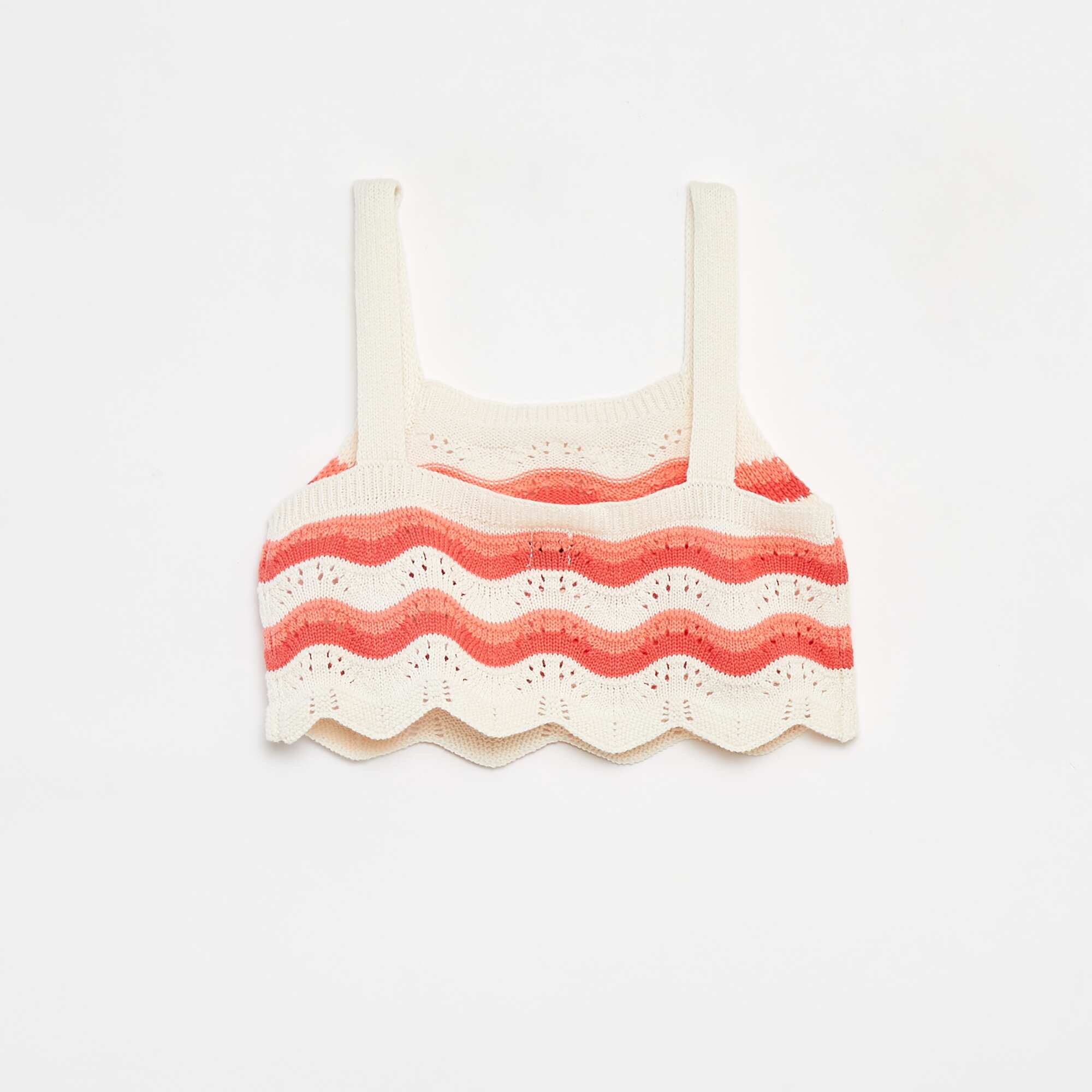 Patterned crochet vest top BEIGE - Image 3