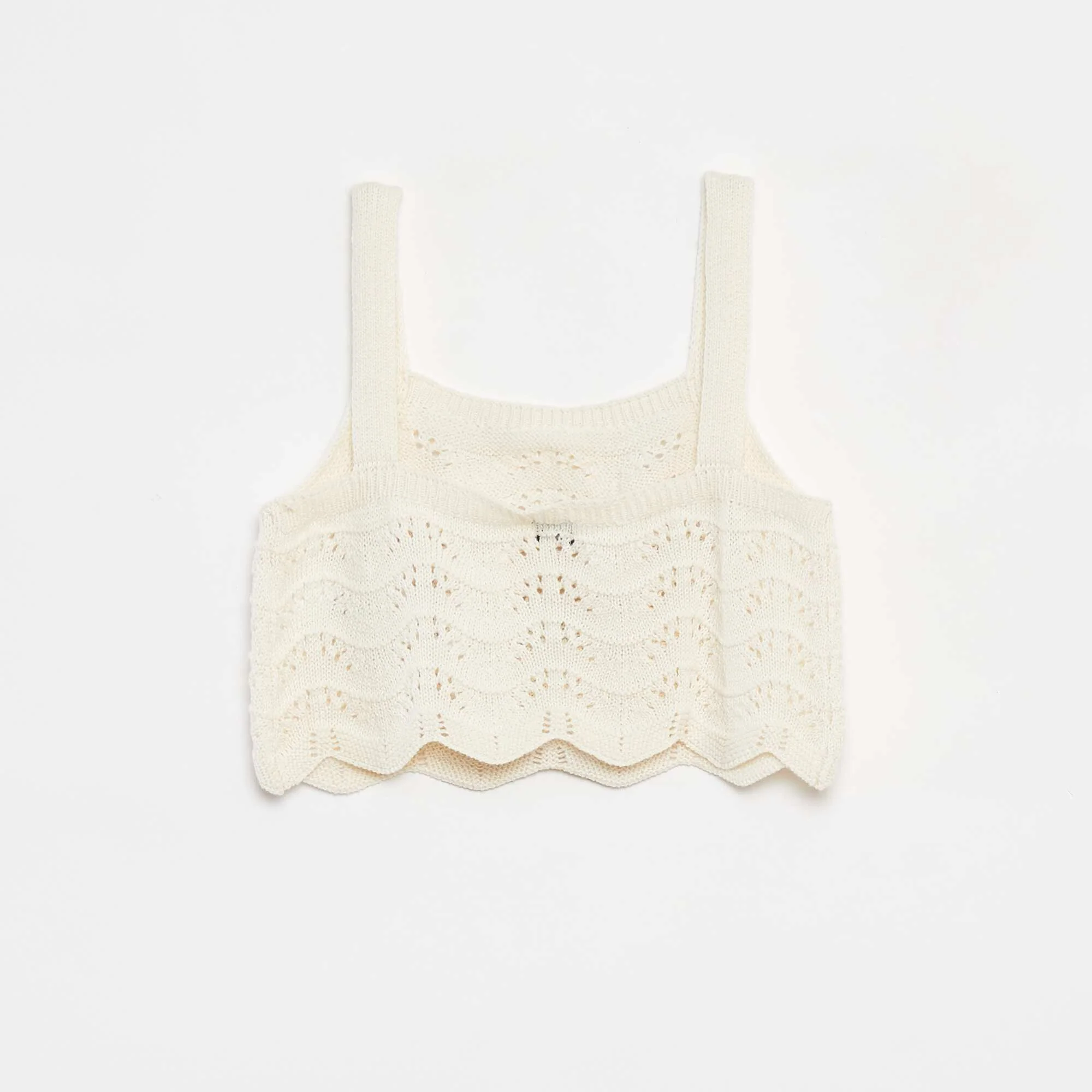 Patterned crochet vest top WHITE - Image 3