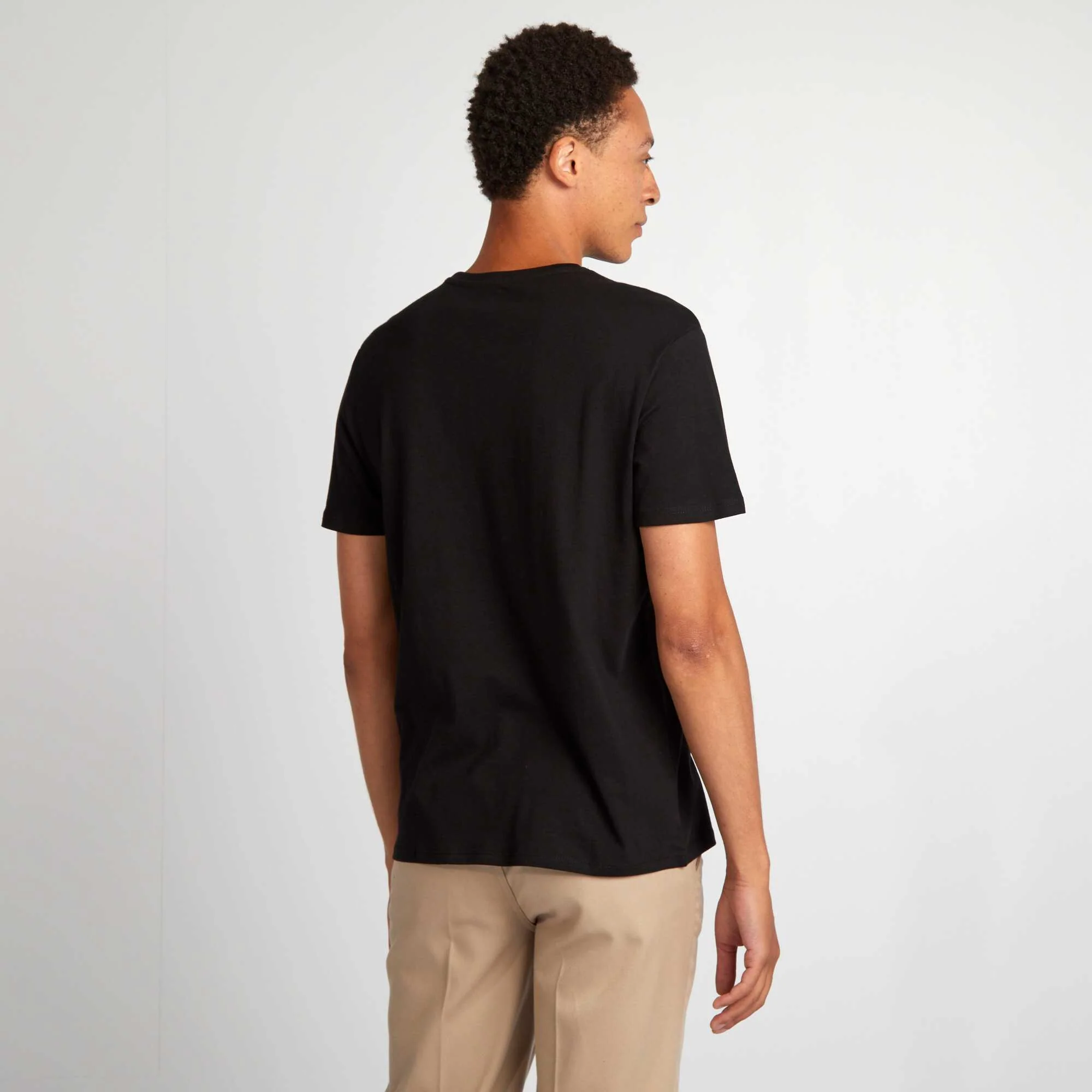 Plain jersey straight T-shirt black - Image 3