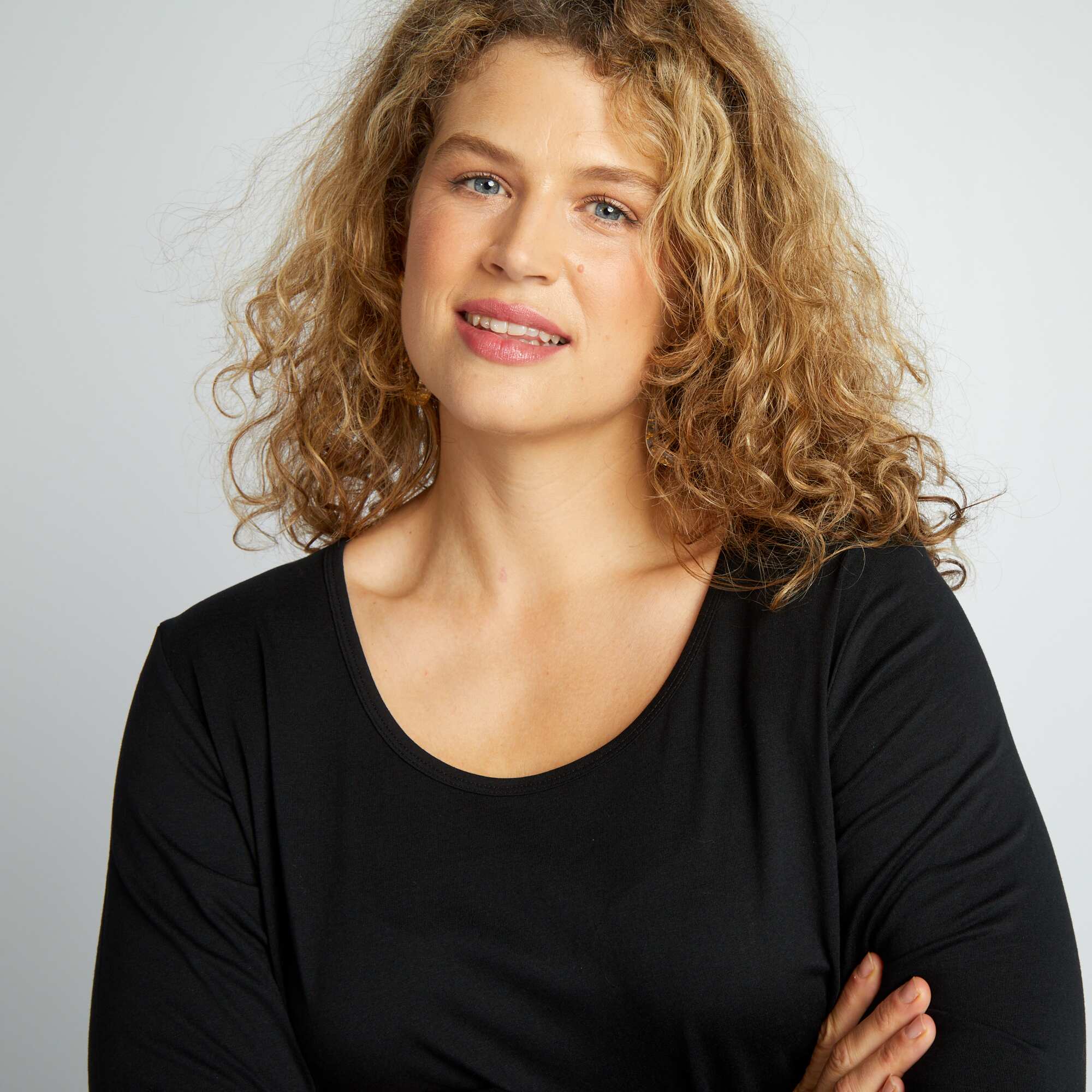 Plain long-sleeved jersey T-shirt black - Image 3