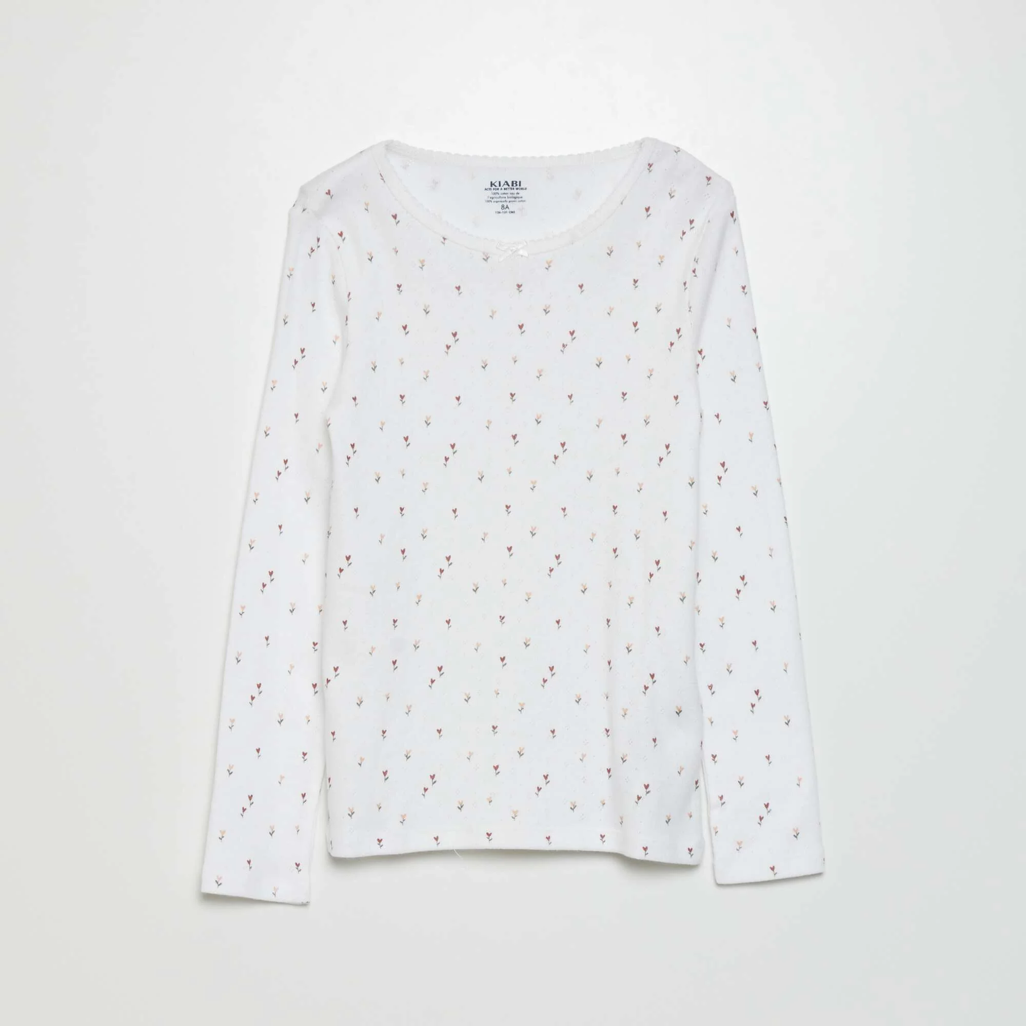 Pointelle knit T-shirt WHITE - Image 3