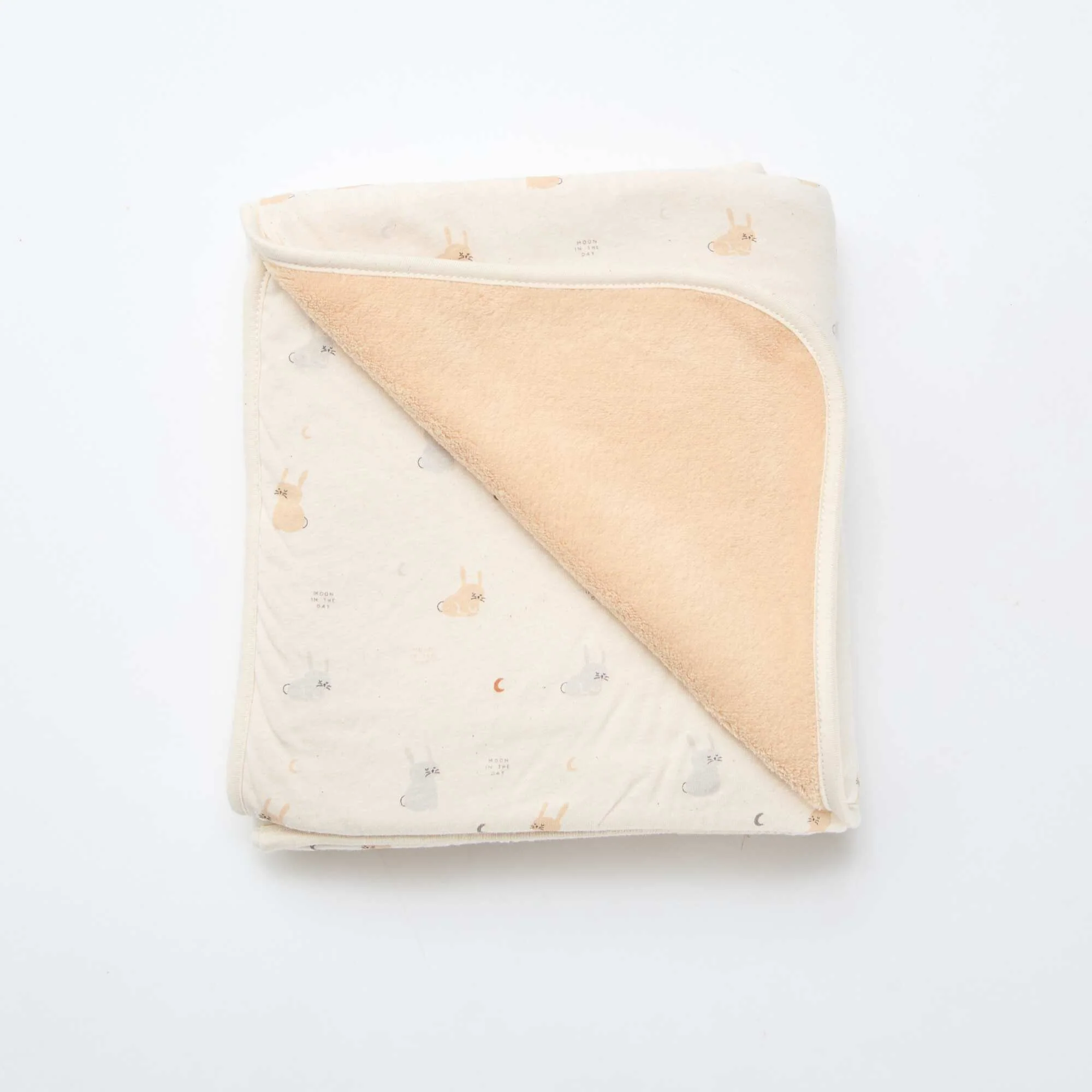 Printed blanket with fleecy lining BEIGE - Image 3