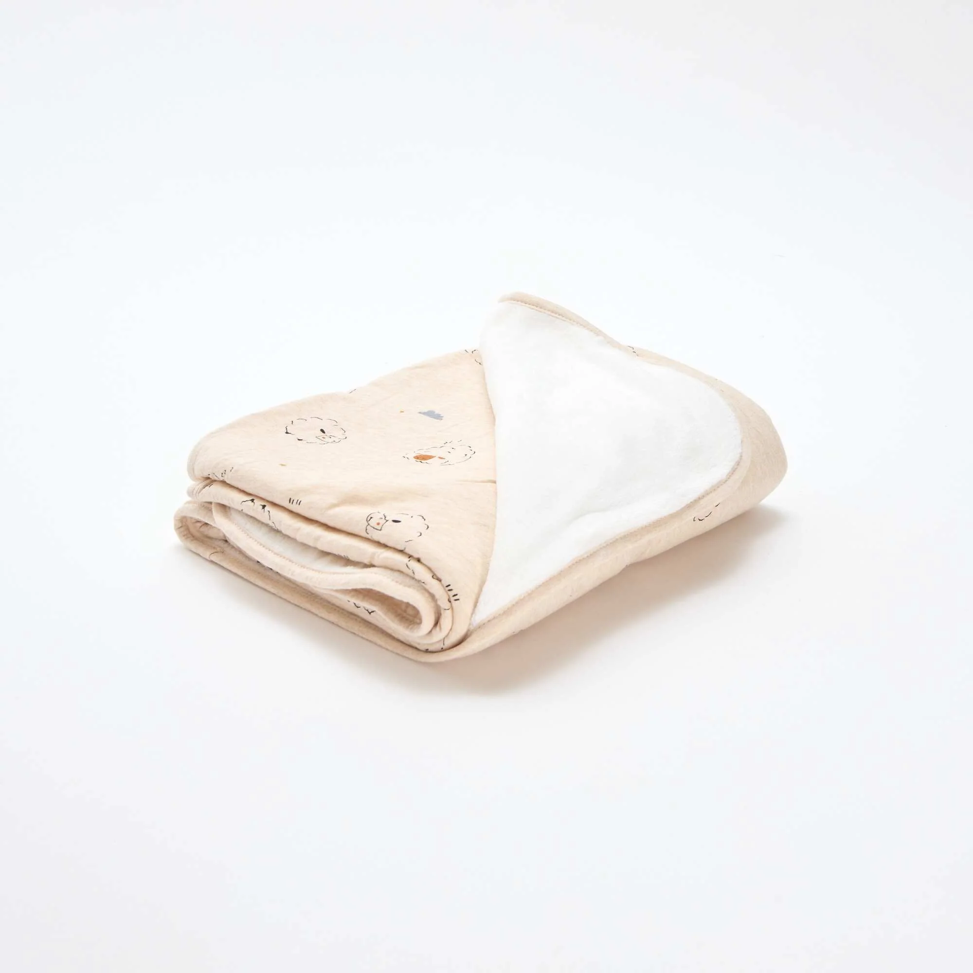 Printed blanket with fleecy lining BEIGE - Image 3