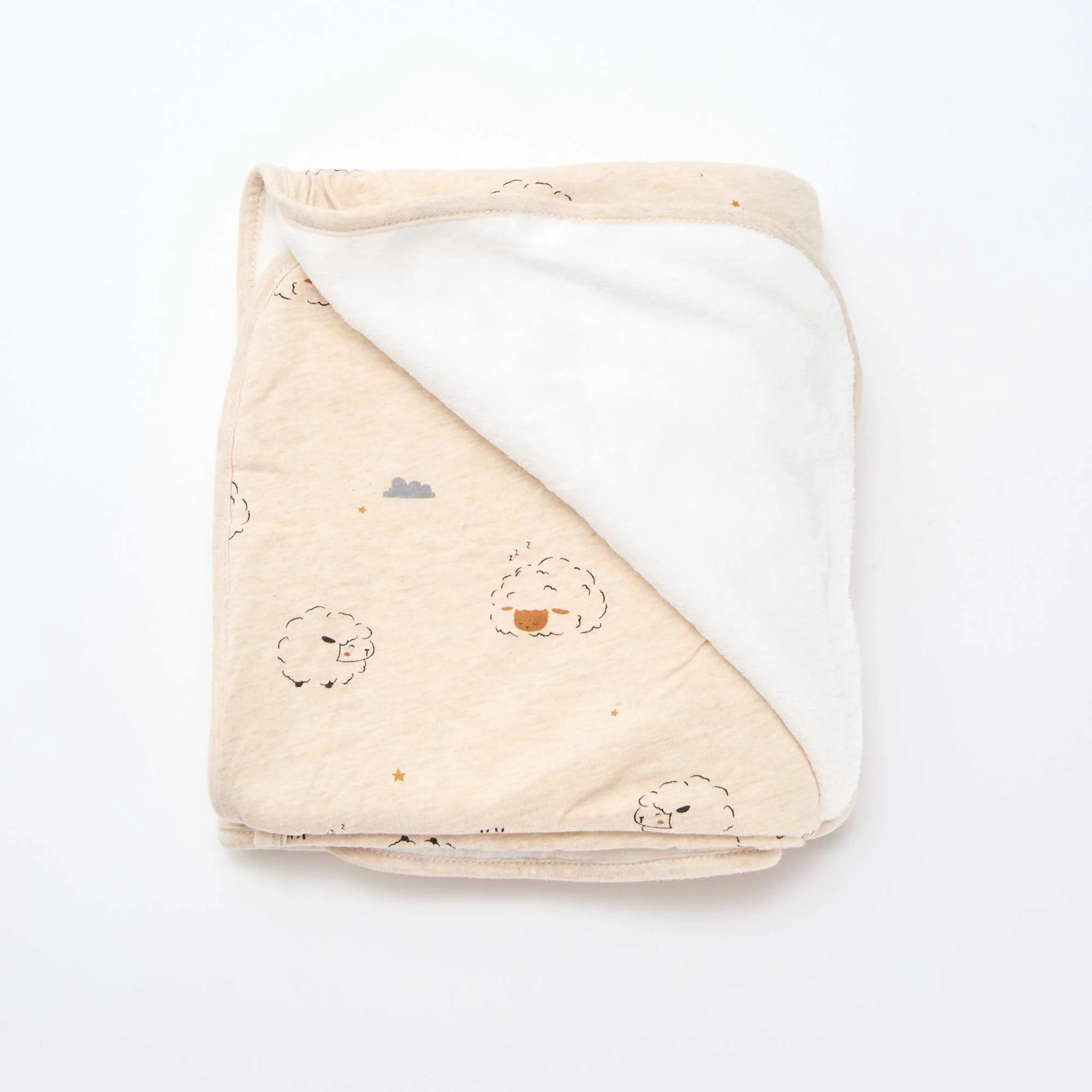 Printed blanket with fleecy lining BEIGE - Image 4