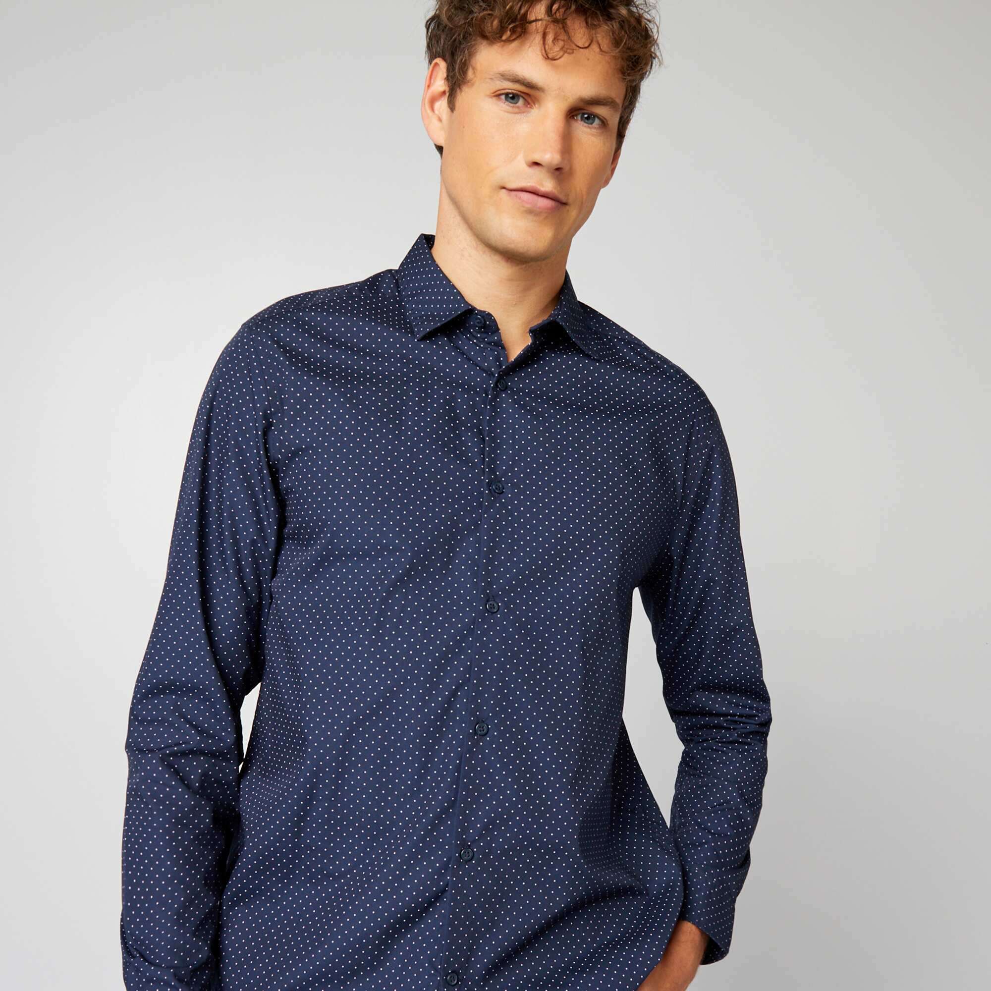 Regular fit polka dot shirt BLUE - Image 3