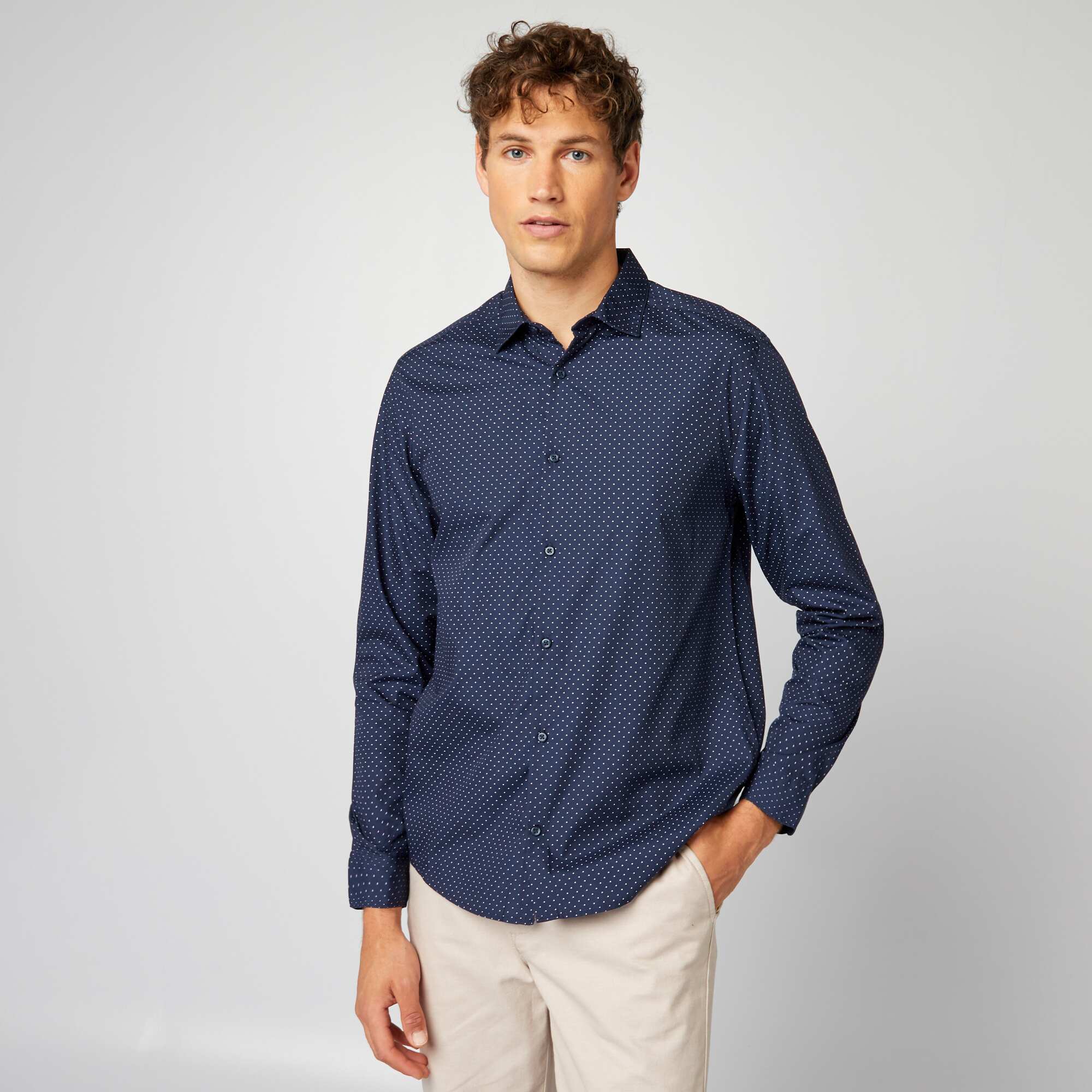 Regular fit polka dot shirt BLUE - Image 4