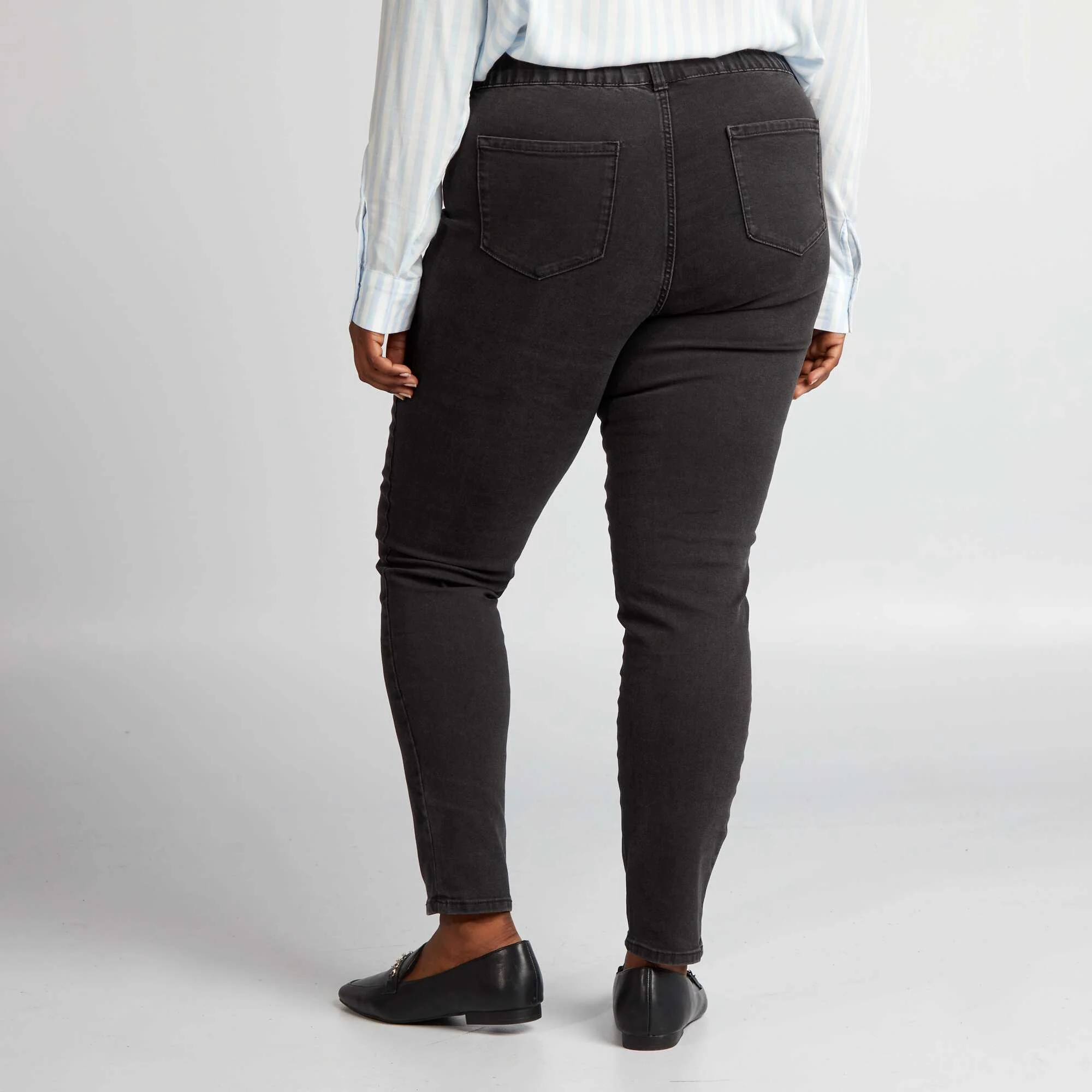 Regular-fit stretch high-waist jeggings BLACK - Image 3