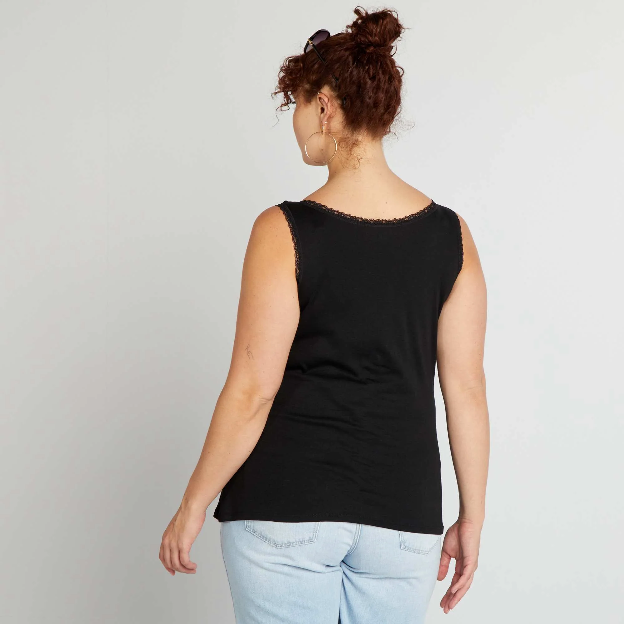 Ribbed knit vest top black - Image 3