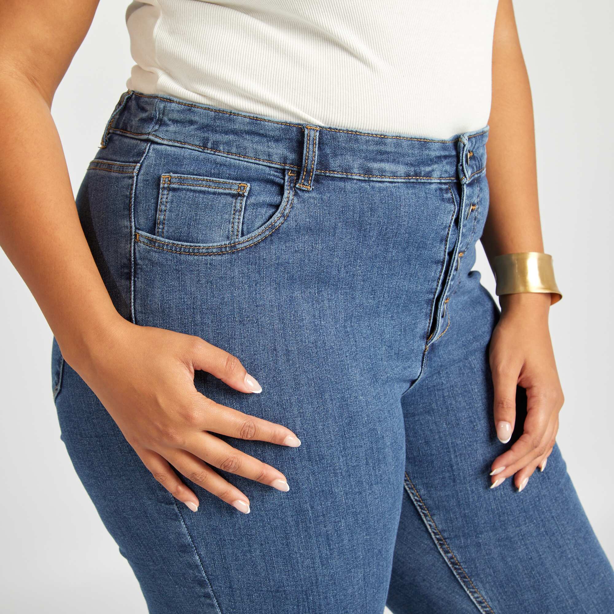 Skinny stretch trousers - 5 pockets - L30 BLUE - Image 3