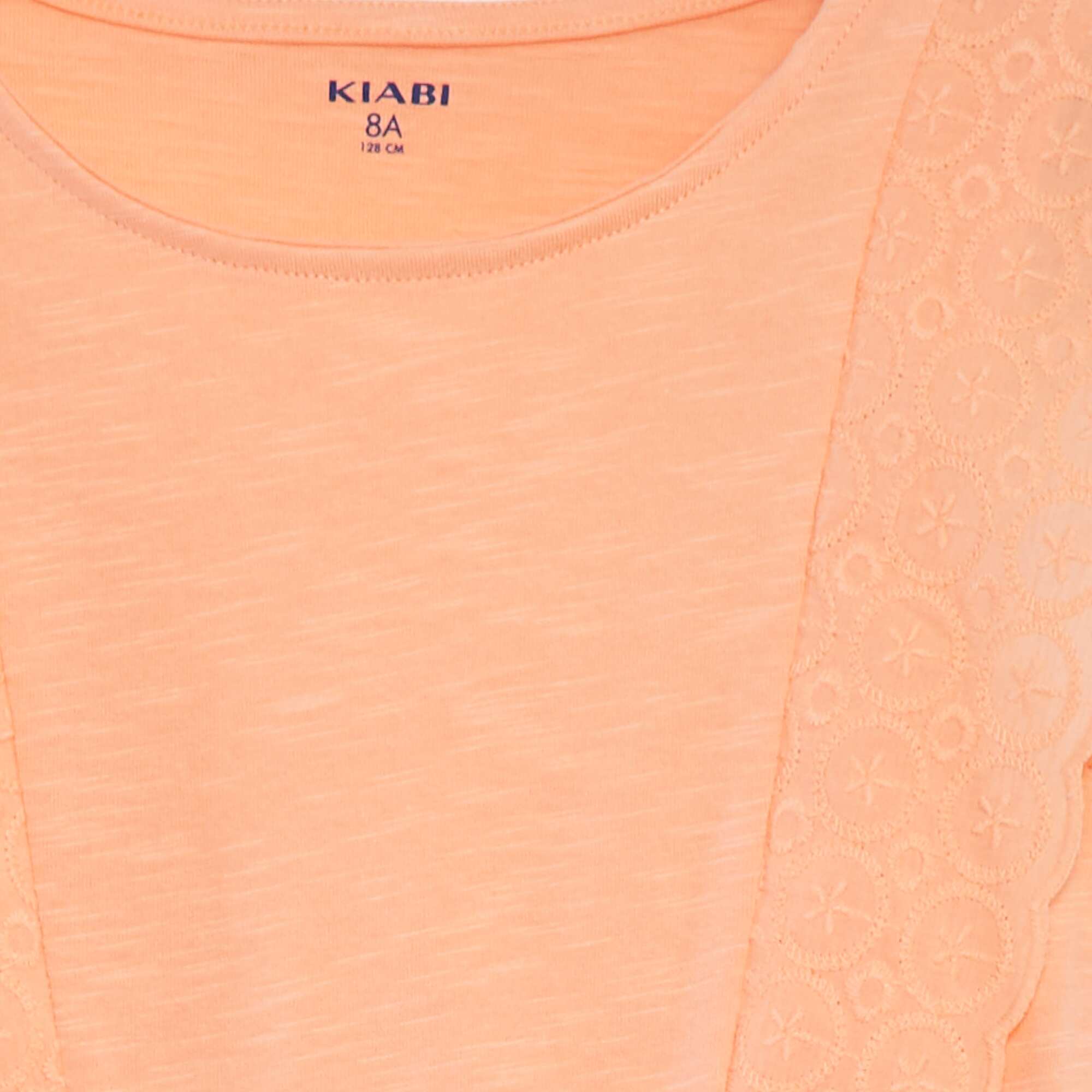 Sleeveless dress with broderie anglaise ORANGE - Image 3