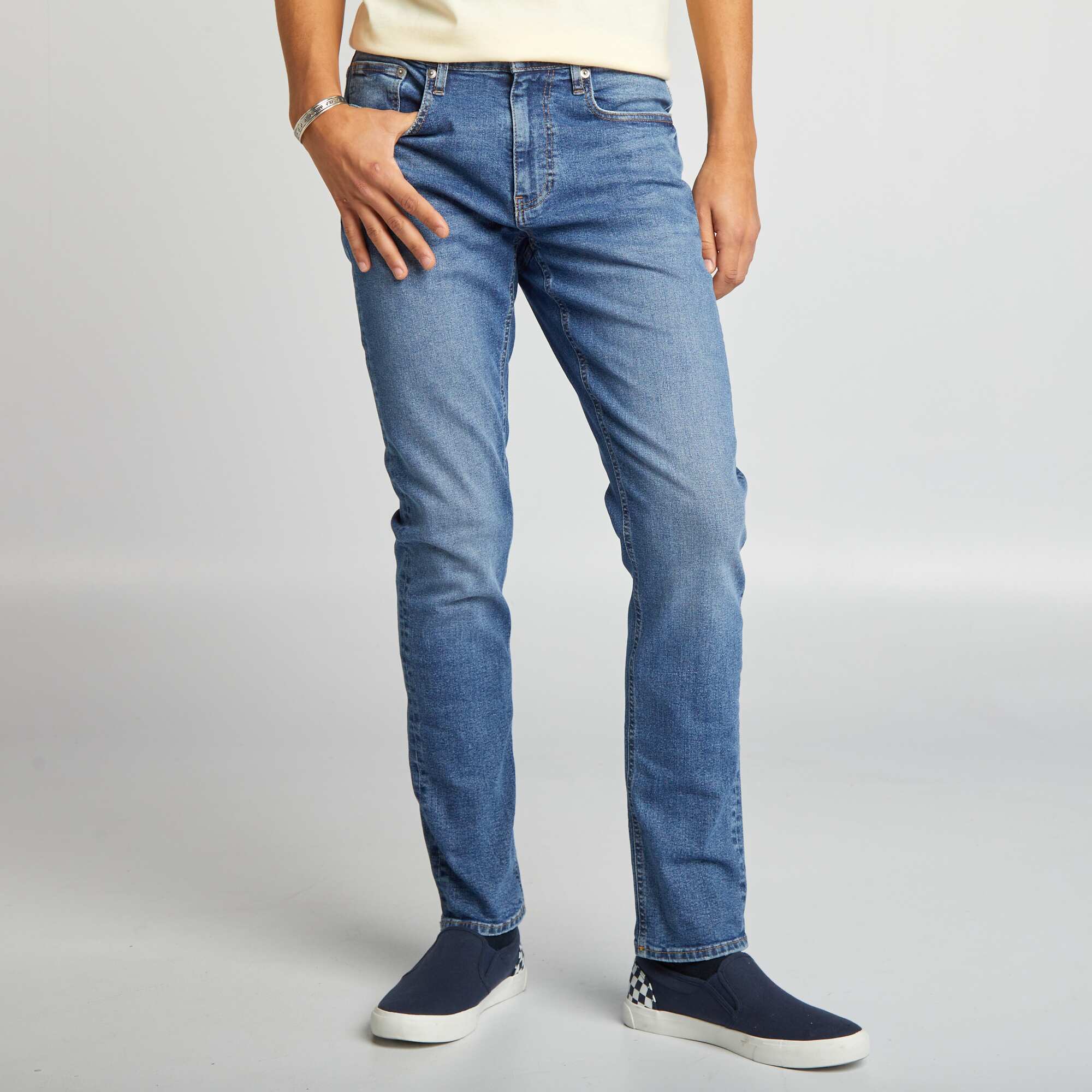 Slim-fit 5-pocket denim trousers BLUE - Image 4