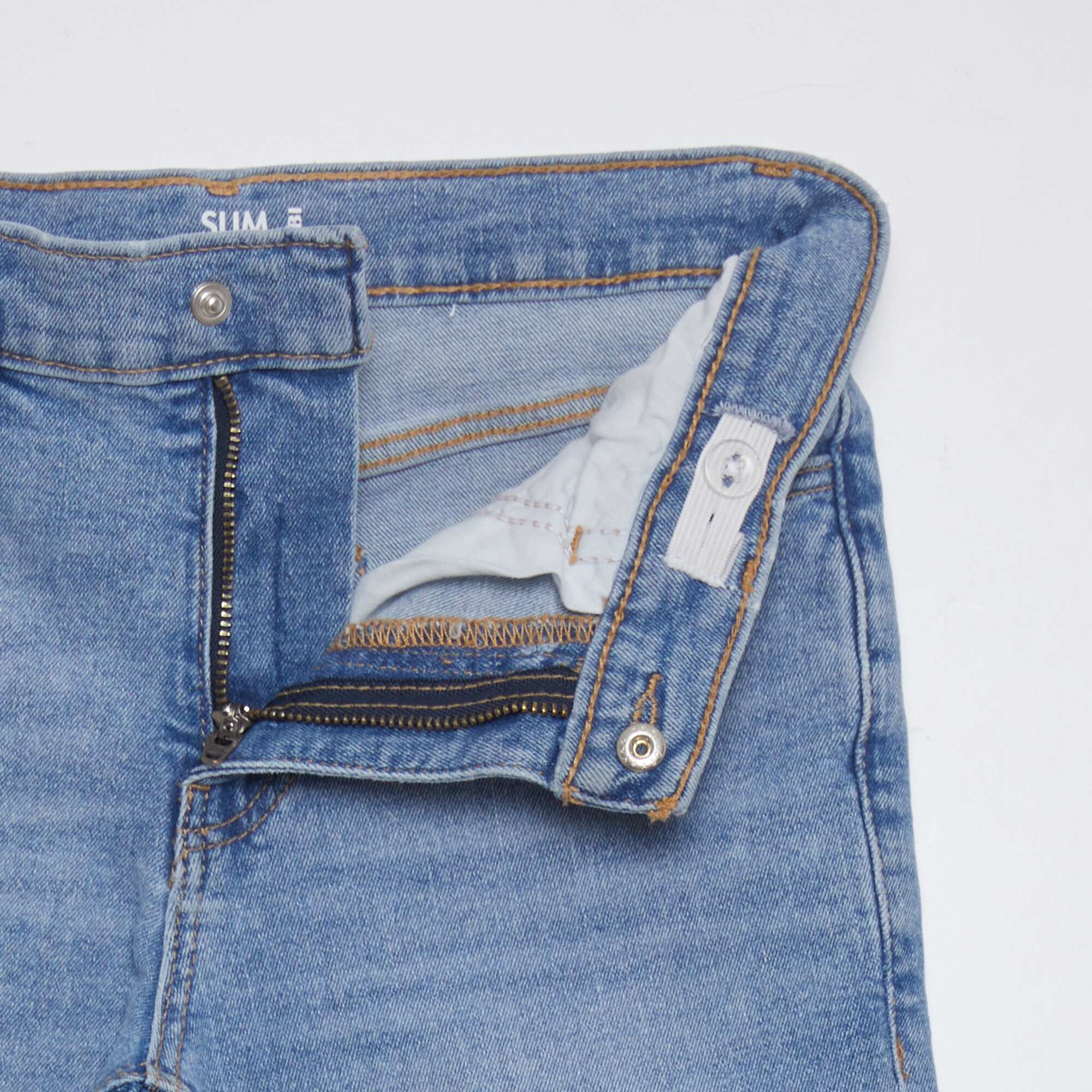 Slim-fit jeans with adjustable waist BLUE - Image 4