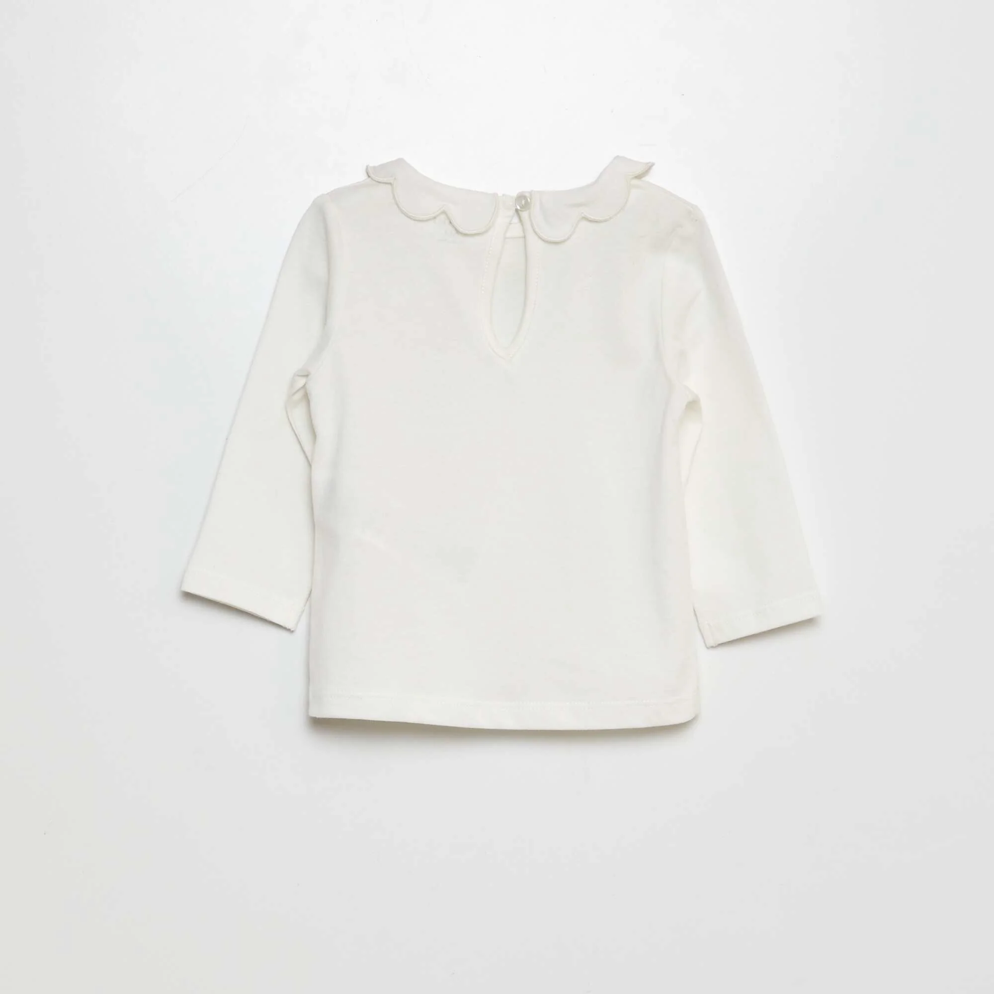 T-shirt with small ruffled collar WHITE - Image 3