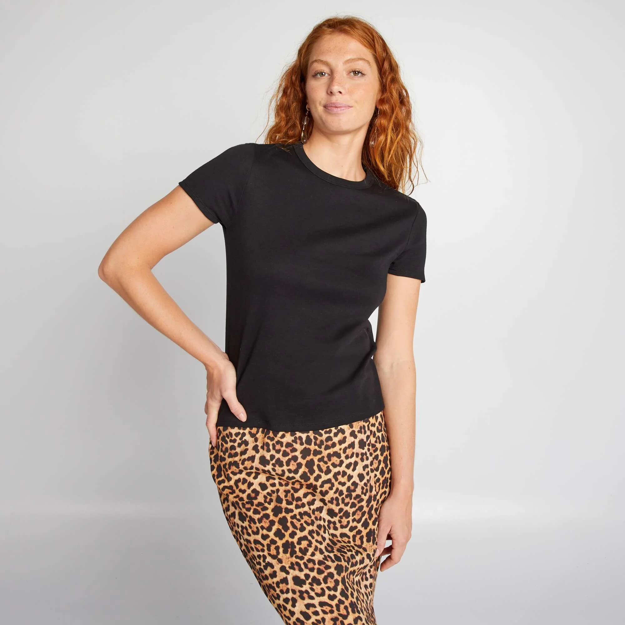 Thick cotton T-shirt black - Image 3