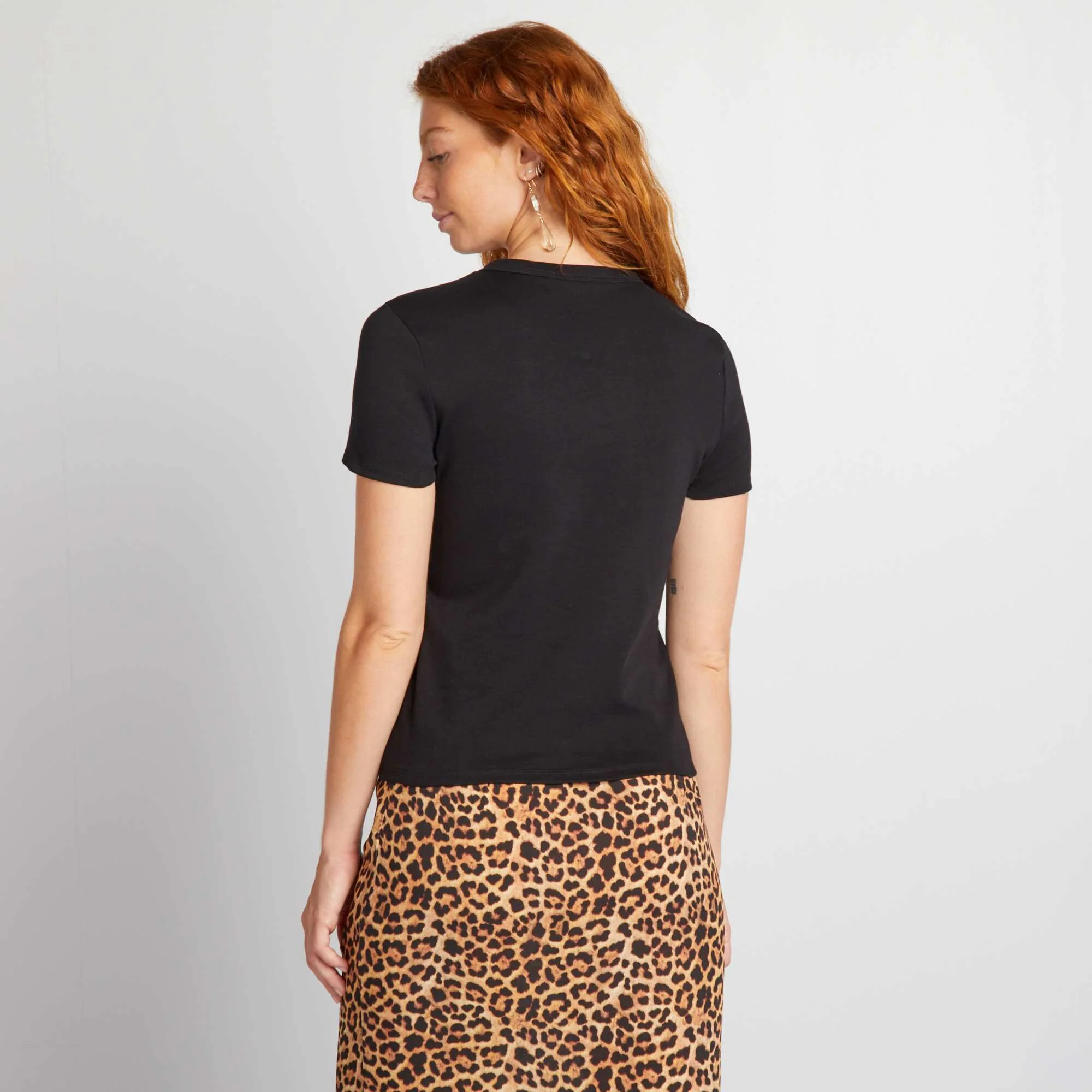 Thick cotton T-shirt black - Image 4