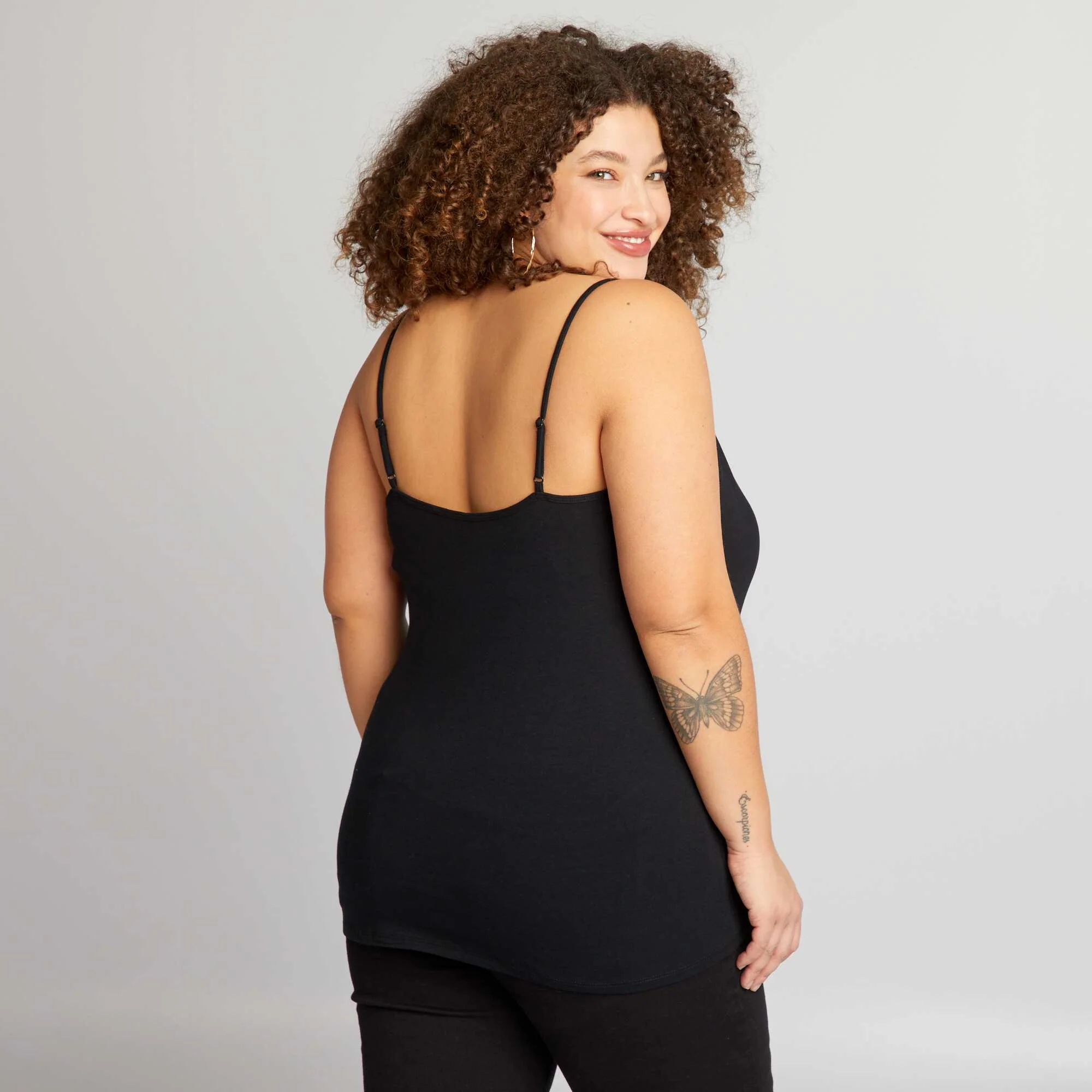 Vest top with spaghetti straps black - Image 3